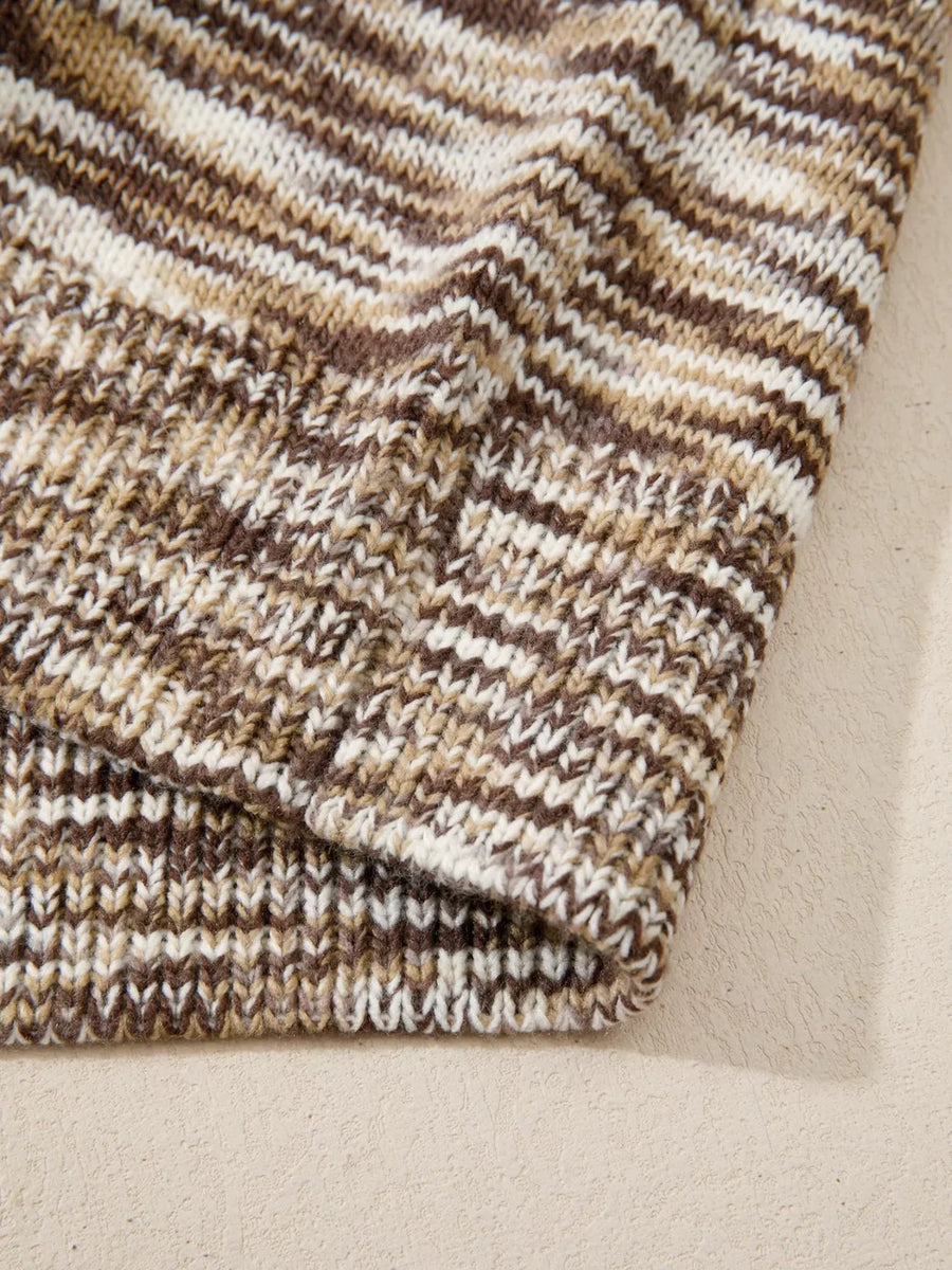 Horseshoe Knit Sweater Vest in brown and cream stripe pattern, acrylic knit.