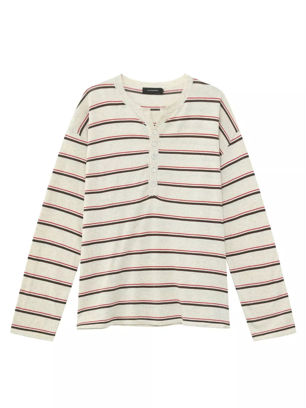 henley in Apricot Brown with button detail and hip-length