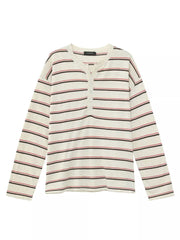 henley in Apricot Brown with button detail and hip-length