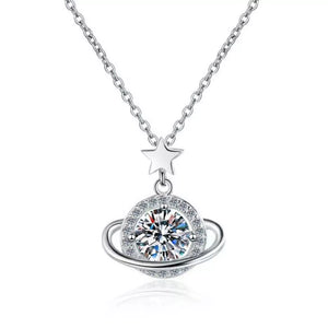 necklace featuring geometric in Silver with 925 sterling silver,Moissanite Carat weight: 1ct Care instructions: Avoid wearin
