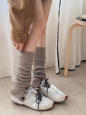 leg warmers in Dark Gray with ribbed knit and full-length
