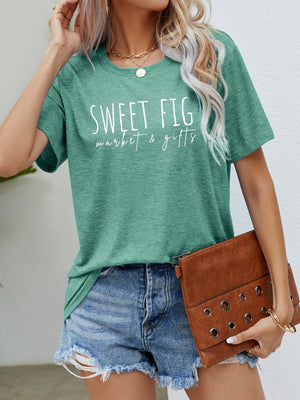 Gum Leaf graphic t-shirt with white text, crew neck, short sleeves.