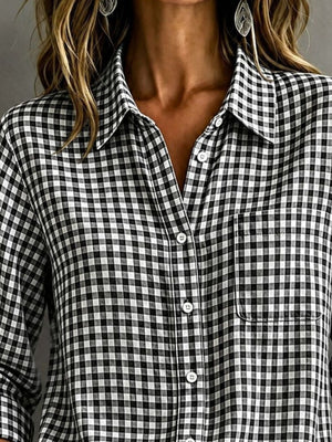 button-down shirt featuring gingham in Light Blue with 100% polyester Care instructions: Machine wash cold texture
