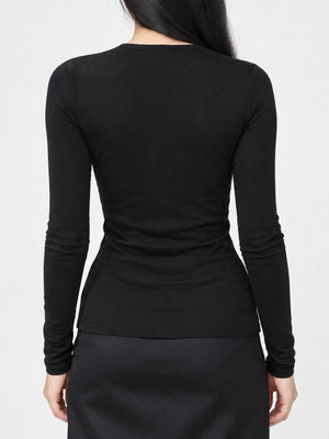 Black henley with buttoned and long sleeve