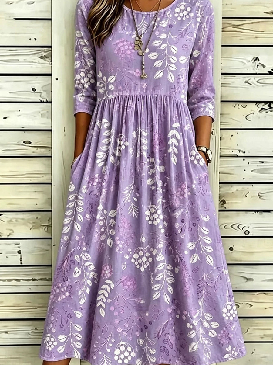 white midi dress featuring pocketed and floral