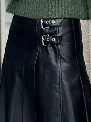100% polyester Care instructions: Machine wash cold midi skirt in Black with A-line silhouette