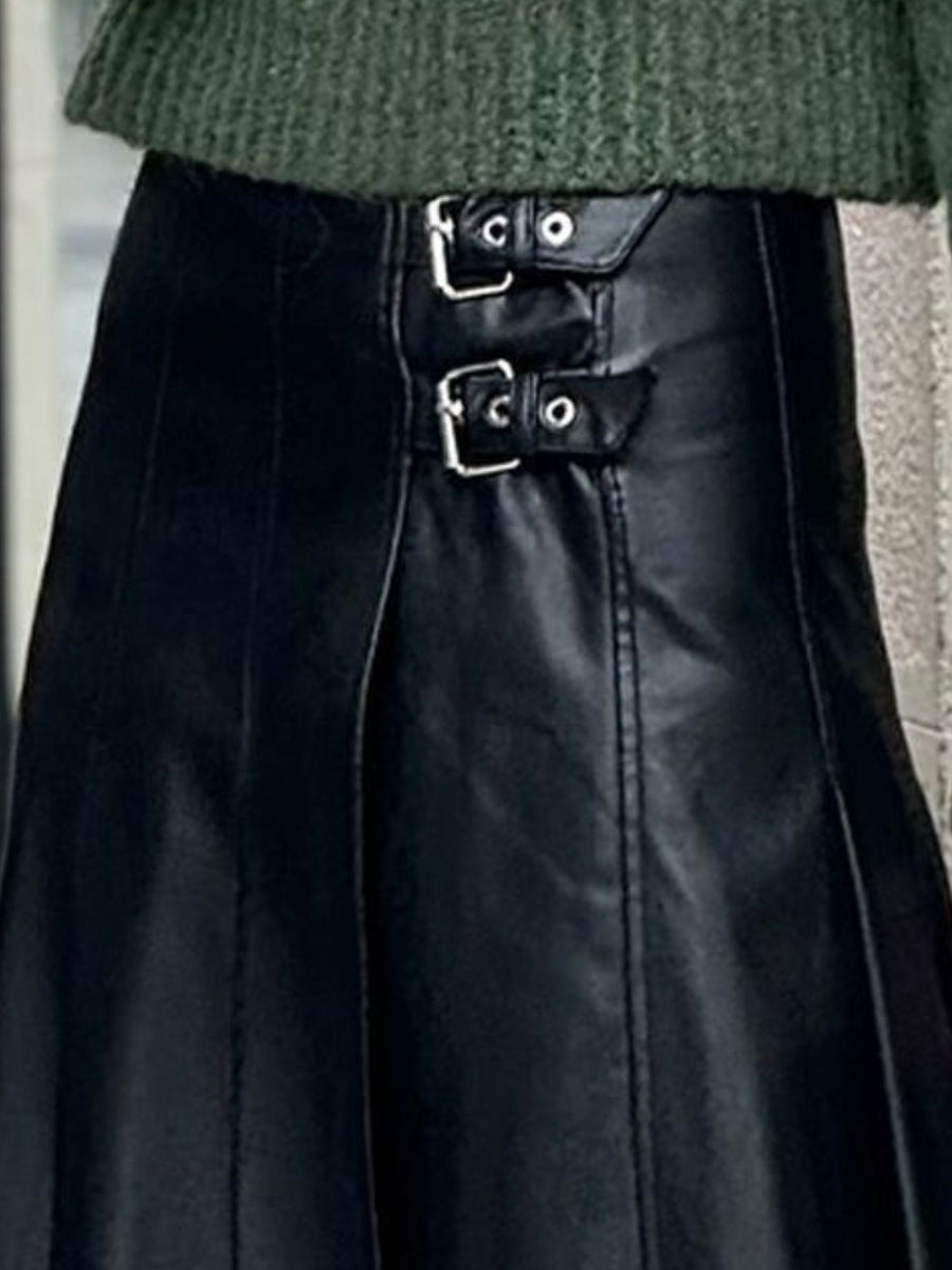 100% polyester Care instructions: Machine wash cold midi skirt in Black with A-line silhouette
