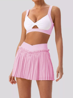 activewear in Black with pleated and cropped | mini