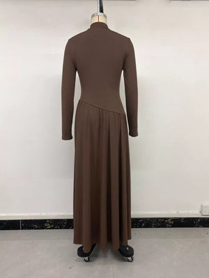 Mock Neck Long Sleeve Midi Dress option 11