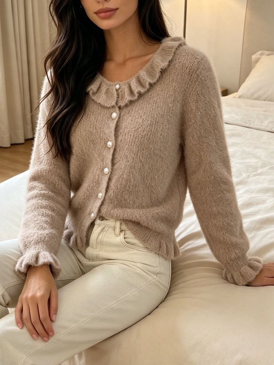 romantic cardigan in Pink with collared