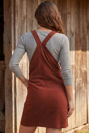 Ribbed Corduroy Zip-up Sleeveless Sheath Dress option 6