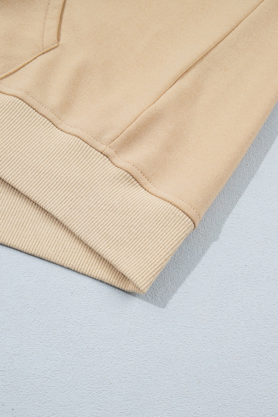 beige zip hoodie with hooded and long sleeve