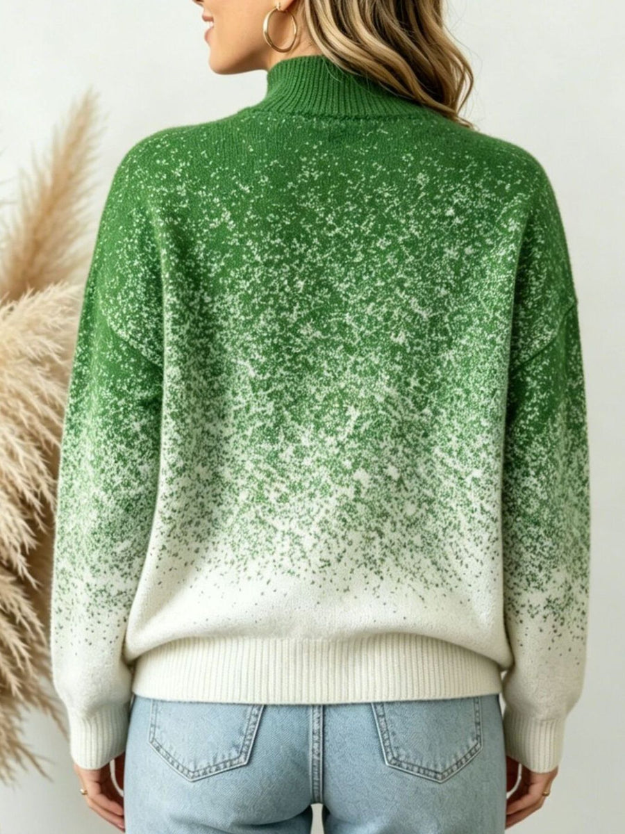 Green relaxed turtleneck sweater with turtleneck