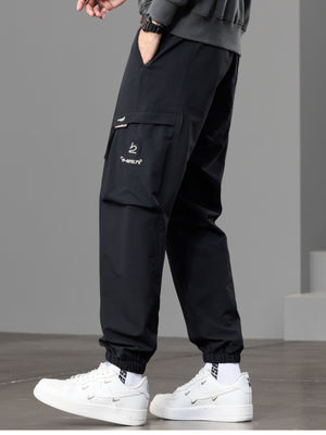 Men's Casual Cargo Joggers in Green with pocketed