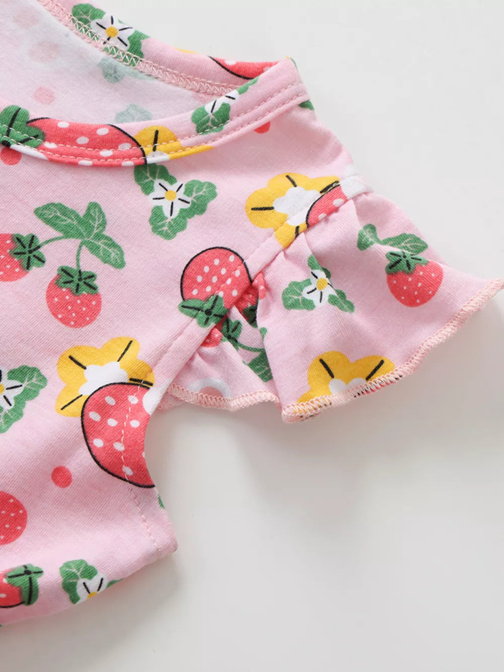 Children's Strawberry Print Ruffle Sleeve Dress option 3
