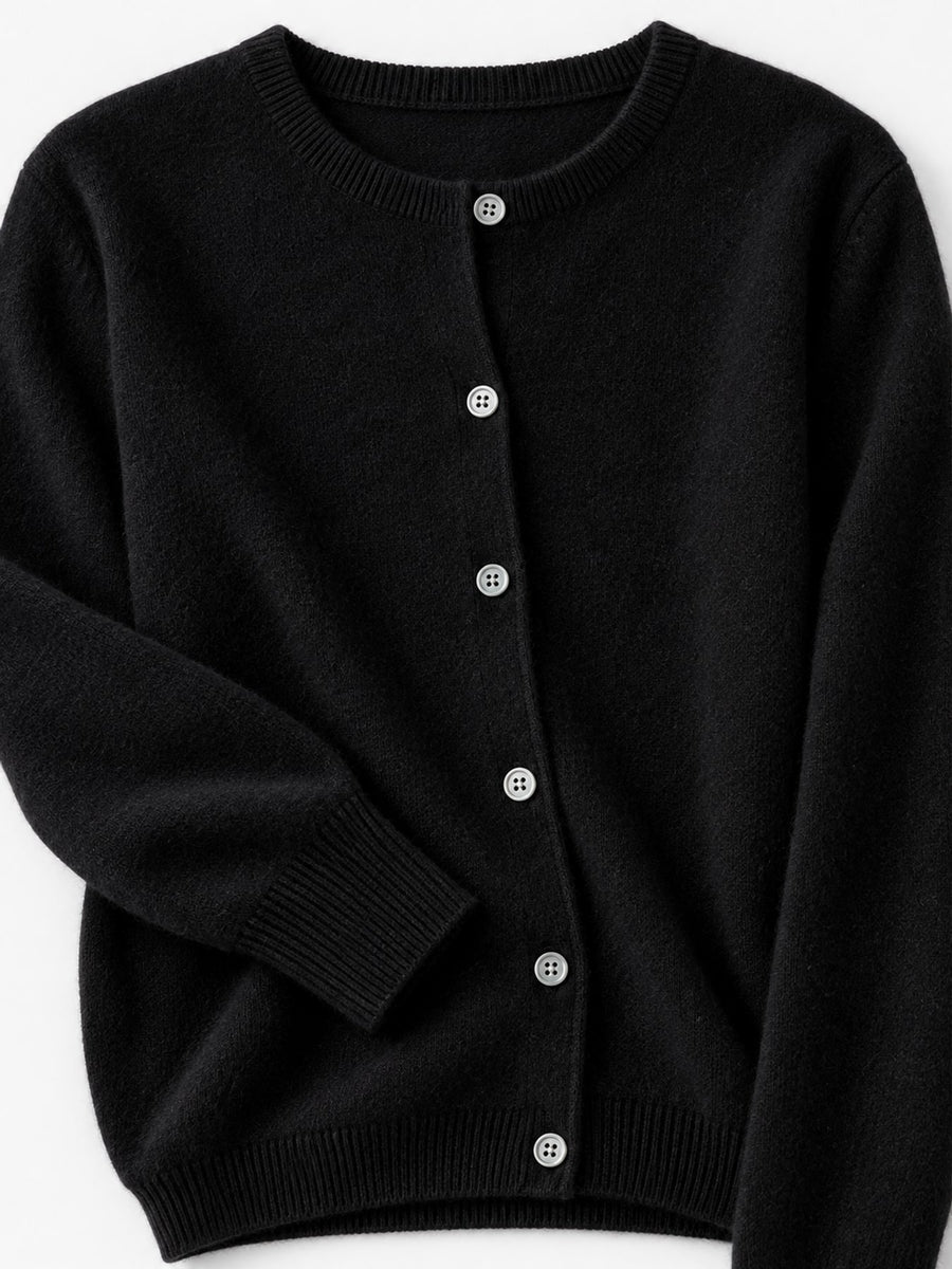 cardigan in Denim Blue with buttoned and hip-length
