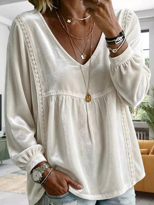 100% polyester Care instructions: Machine wash cold blouse in Gray with relaxed silhouette