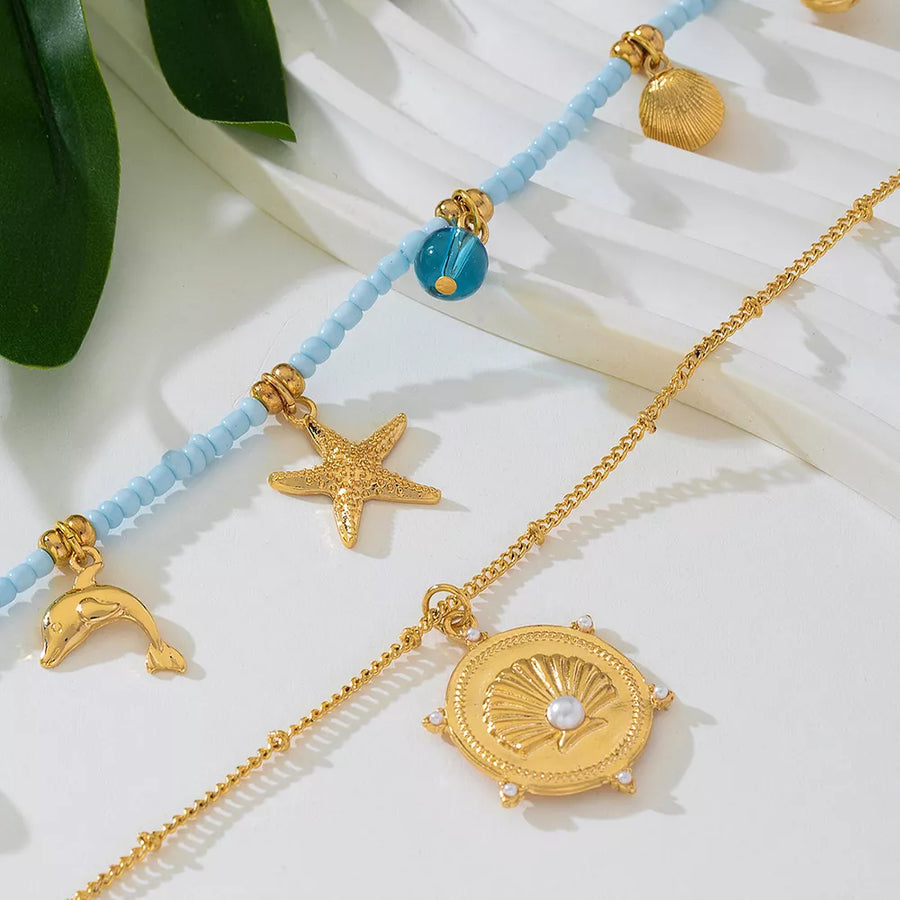 Synthetic Pearl,18K Gold-Plated,Alloy,Resin,Rice pearl Care instructions: Avoid necklace in white with layered silhouette