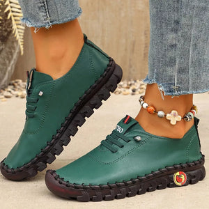 Round Toe Lace Up Sneakers in Grey