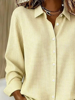 Plus Size Plaid Button Up Long Sleeve Shirt in Red