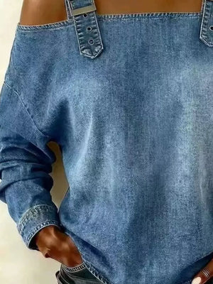 western blouse in Light Blue with off-shoulder