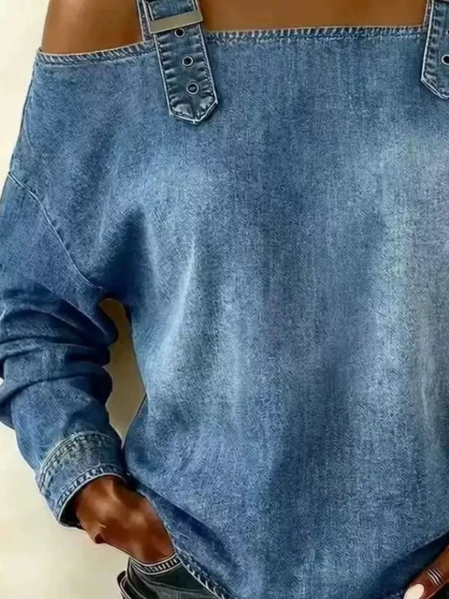 western blouse in Light Blue with off-shoulder