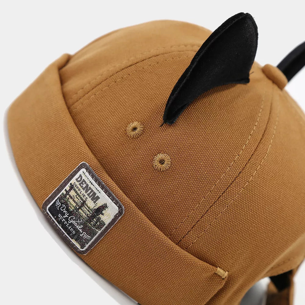 Cat Ear Brimless Hat in Caramel with cat ears