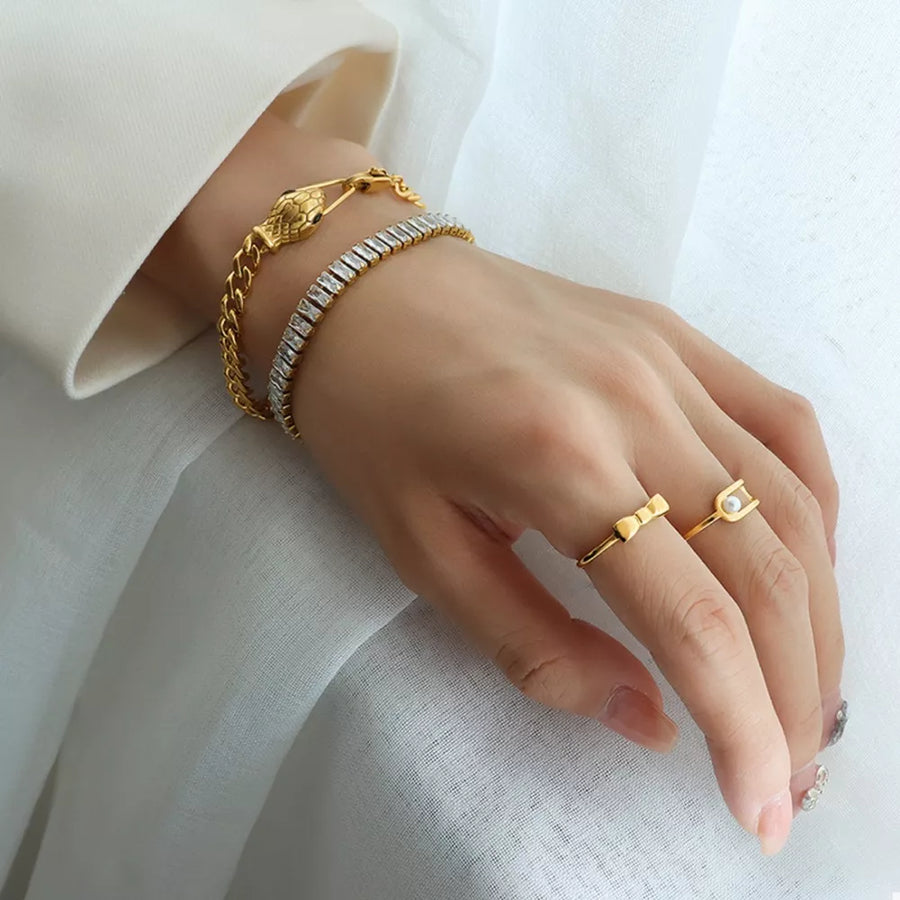 18K Gold-Plated,Titanium Steel,Zircon Care instructions: 1 bracelet in Gold with regular silhouette