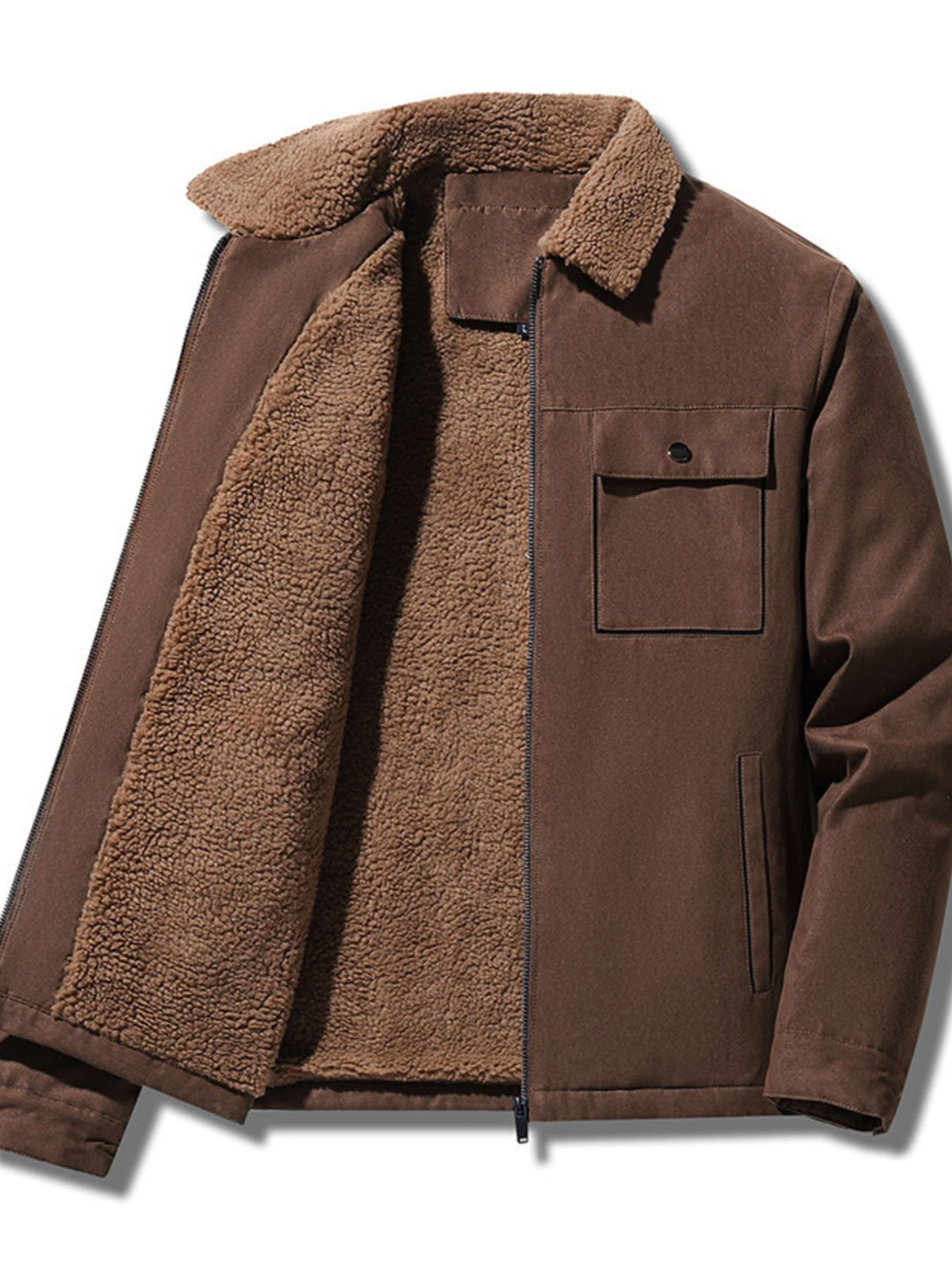 utility jacket in brown featuring pocketed and regular fit