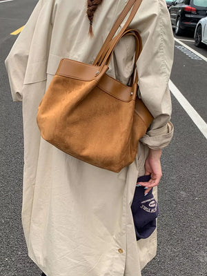 Suede And Leather Trim Shoulder Bag option 5