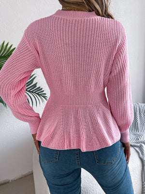 classic pullover sweater in White with mock neck