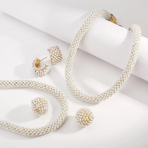 Synthetic Pearl,Alloy,Rhinestone Care instructions: Avoid wearing during exercis Jewelry Set in gold with choker silhouette