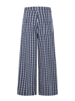 Men's Wide Leg Plaid Button-front Pants option 3