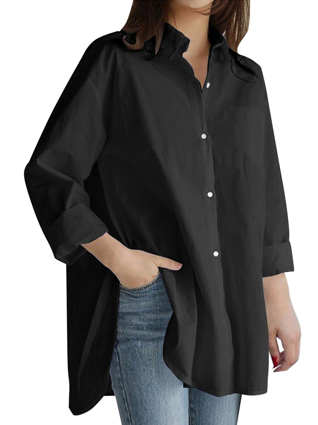 minimalist button-down shirt in Light Blue with collared