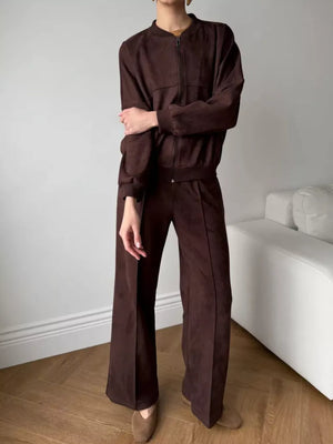 Dark Gray relaxed lounge set with crew neck