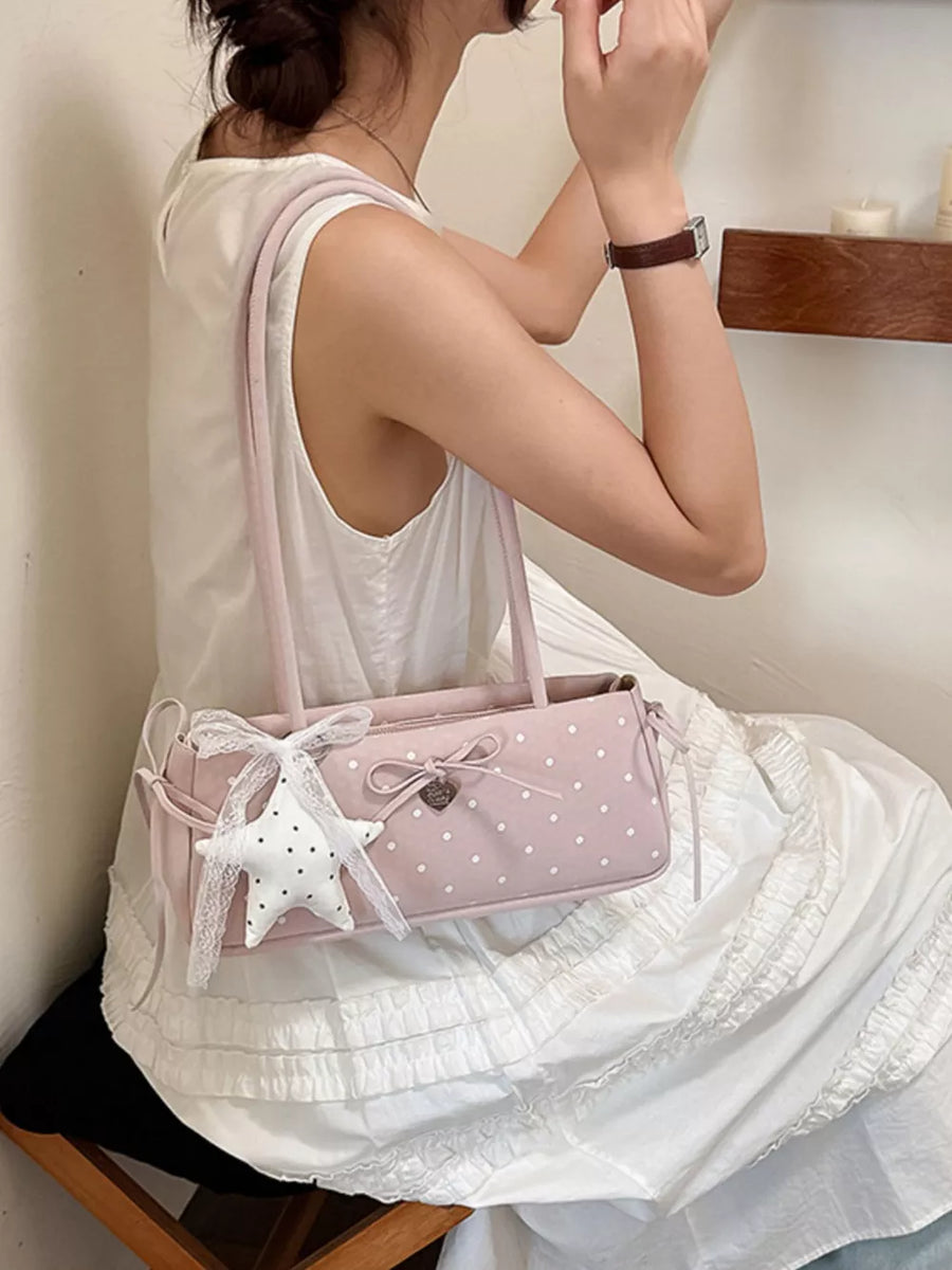 Blush Pink Polka Dot Shoulder Bag