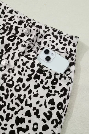 white denim shorts with mini and button