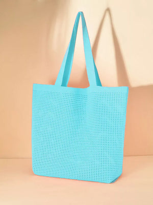 Sky Blue with Lightweight Woven Shoulder Bag in Sky Blue