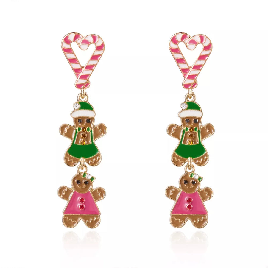 earrings in red with striped and drop design