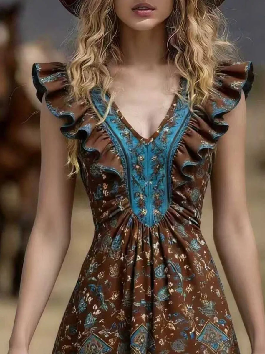 Ruffled V-neck Mini Dress option 10