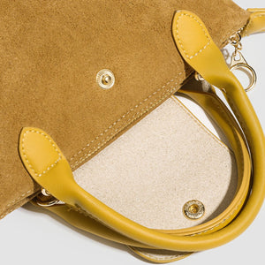 Stylish Two-Tone Suede Crossbody Bag in Gray with two-tone