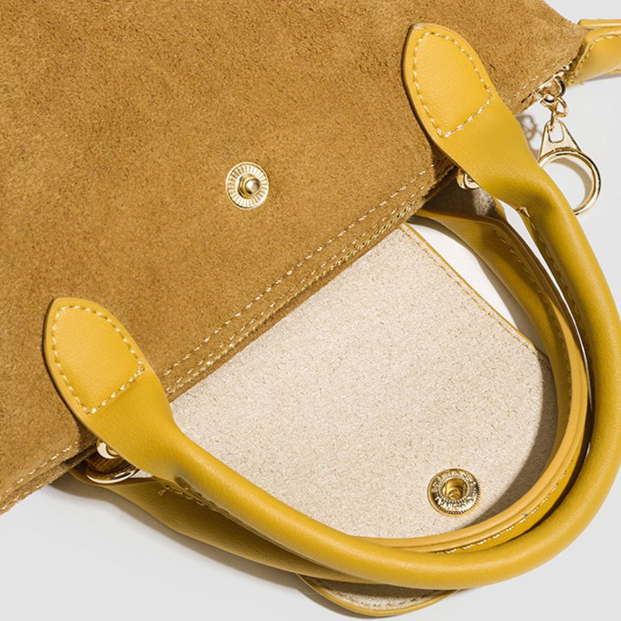 Stylish Two-Tone Suede Crossbody Bag in Gray with two-tone