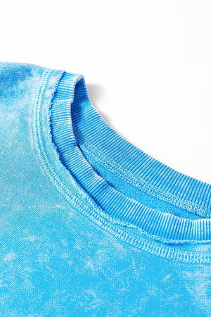 aqua blue oversized sweatshirt with crew neck