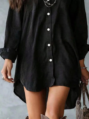 Burgundy relaxed shirt dress with collared