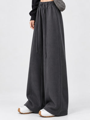 wide-leg pants in Dark Gray-Tall with adjustable and full-length