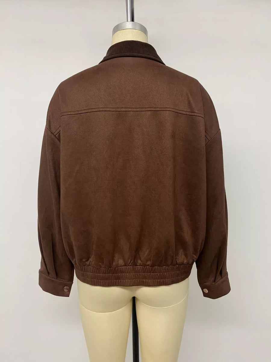 Button-down Oversized Jacket in Coffee Brown, view 15