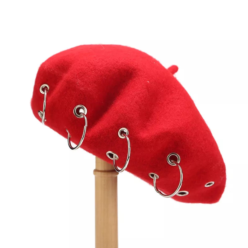 Wool blend Imported Size &amp hat in Red with relaxed silhouette