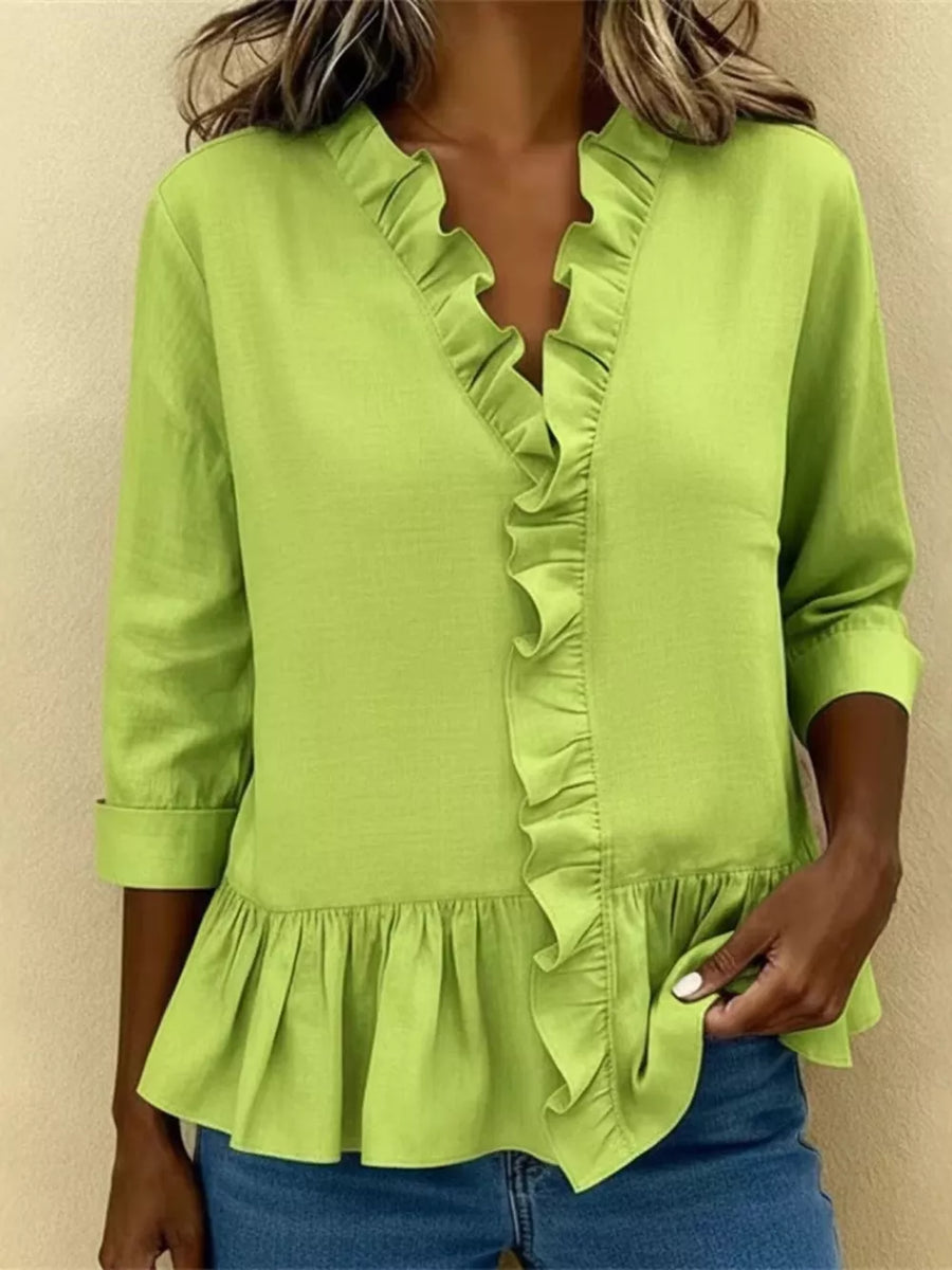 blush pink relaxed blouse with v-neck