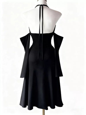 burgundy fitted bodycon dress with halter