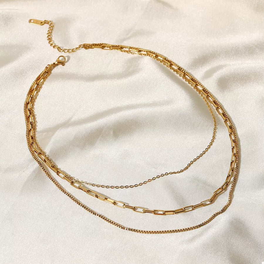 18K Gold-Plated,Stainless Steel Care instructions: Avoid wearing during exercise necklace in gold with layered silhouette
